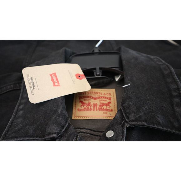 Levi's 299450070 Women's Sz Large Black Denim Original Trucker Jacket $70 - Picture 3 of 6